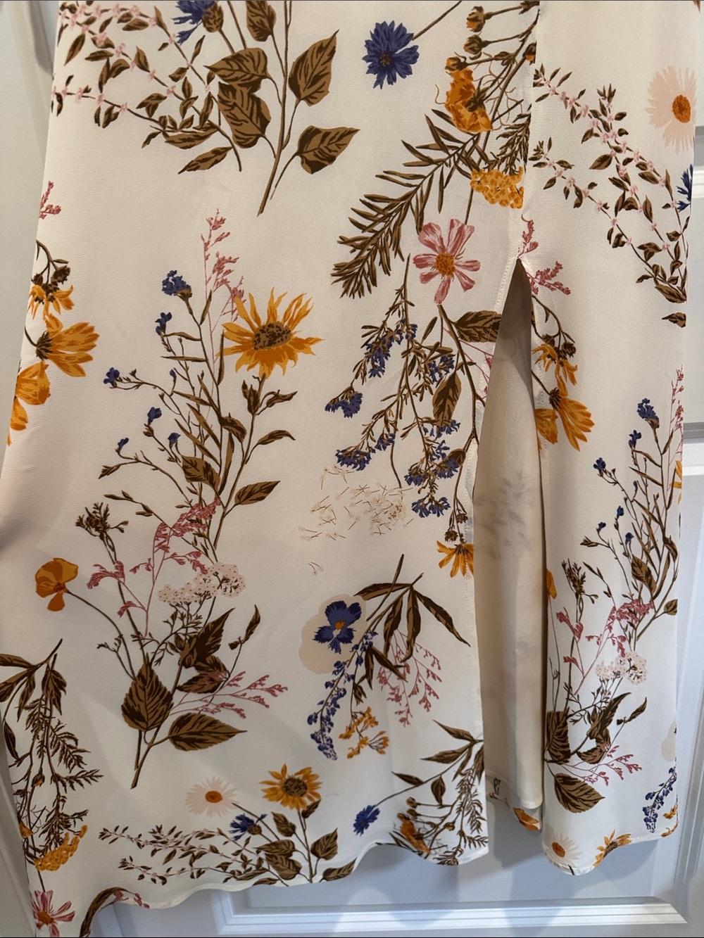 Reformation Cream Floral Midi Dress with Yellow & Blue Accents - Picture 3 of 3